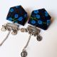 Dark Blue Floral Printed Chain Earrings For Women